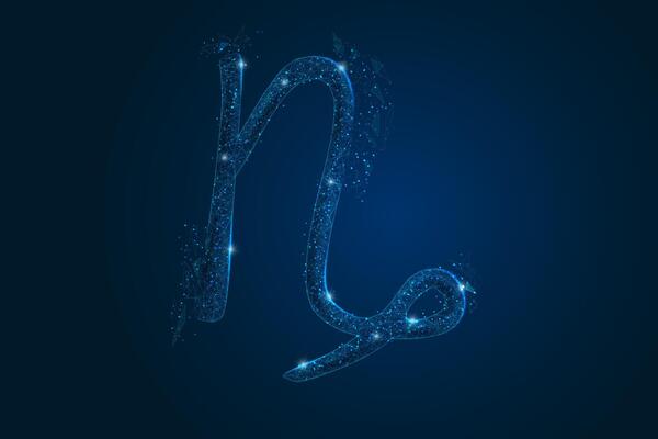 Abstract futuristic image of capricorn zodiac sign. Astrological horoscope characteristic.