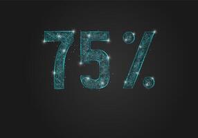 Abstract isolated blue 75 percent sale concept. Polygonal illustration looks like stars in the blask night sky in spase or flying glass shards. Digital design for website, web, internet. vector