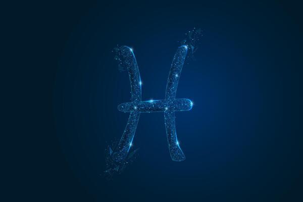 Abstract futuristic image of pisces zodiac sign. Astrological horoscope characteristic.