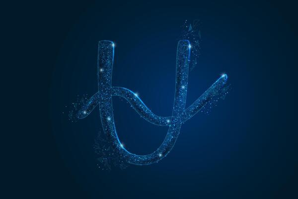 Abstract futuristic image of ophiuchus zodiac sign. Astrological horoscope characteristic.