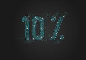 Abstract isolated blue 10 percent sale concept. Polygonal illustration looks like stars in the black night sky in space or flying glass shards. Digital design for website, web, internet. vector