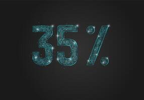 Abstract isolated blue 35 percent sale concept. Polygonal illustration looks like stars in the blask night sky in spase or flying glass shards. Digital design for website, web, internet. vector