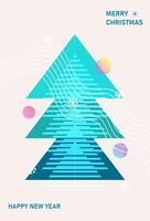 Christmas, New Year card in gradient colors illustration concepts for background, greeting card, party invitation card, banner, social media. Christmas tree vector