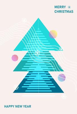 Christmas, New Year card in gradient colors illustration concepts for background, greeting card, party invitation card, banner, social media. Christmas tree