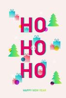 Merry Christmas. New Year card in gradient colors illustration concepts for background, greeting card, party invitation card, banner, social media. Ho Ho Ho vibes vector