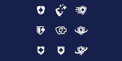 Shields and cross icons set vector