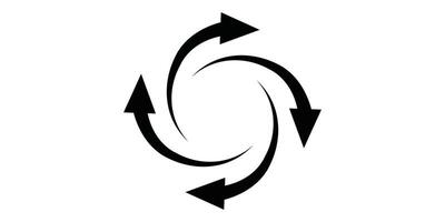 A black and white illustration of a circular arrow vector