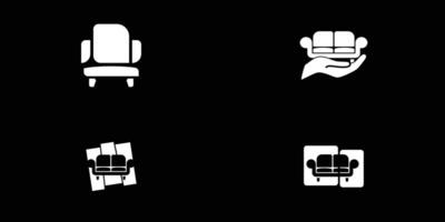 A set of four icons depicting a chair, a hand and a fist vector