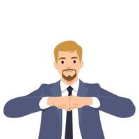 Angry man raised fist and shout expression. vector