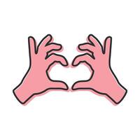 Hands outline making heart sign. Heart gesture vector