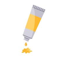 Yellow paint tube and paint drop isolated in white background vector