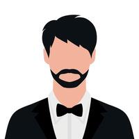 Abstract faceless bearded man in tuxedo and bow tie vector