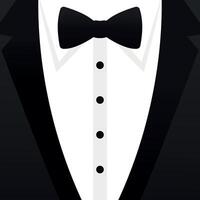 Tuxedo jacket suit with tied bow. Black and white bow tie tuxedo background vector
