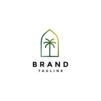 Simple Palm Tree Dome Lines Logo Design. Palm Tree Lines Inside Dome logo Design. vector