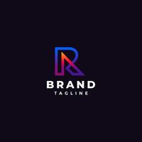 Colorful Letter Initial AR Line Logo Design. Colorful Letter A and R Initial Line Logo Design. vector