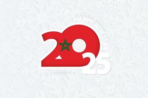 New Year 2025 for Morocco on snowflake background. vector