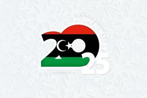 New Year 2025 for Libya on snowflake background. vector