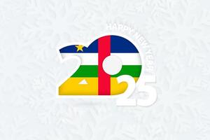 New Year 2025 for Central African Republic on snowflake background. vector