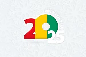 New Year 2025 for Guinea on snowflake background. vector