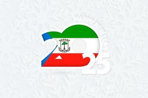 New Year 2025 for Equatorial Guinea on snowflake background. vector