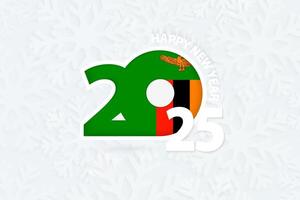 New Year 2025 for Zambia on snowflake background. vector