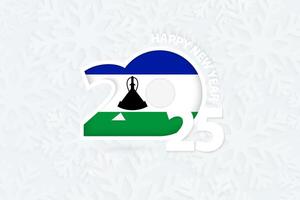 New Year 2025 for Lesotho on snowflake background. vector
