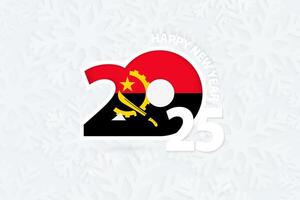 New Year 2025 for Angola on snowflake background. vector