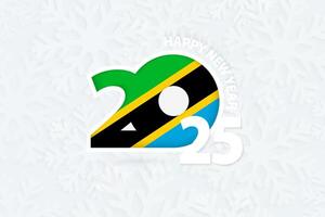 New Year 2025 for Tanzania on snowflake background. vector