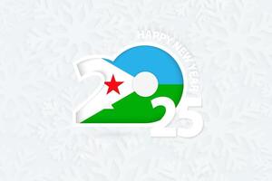 New Year 2025 for Djibouti on snowflake background. vector