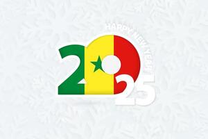 New Year 2025 for Senegal on snowflake background. vector