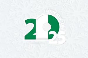 New Year 2025 for Nigeria on snowflake background. vector