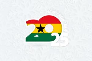 New Year 2025 for Ghana on snowflake background. vector