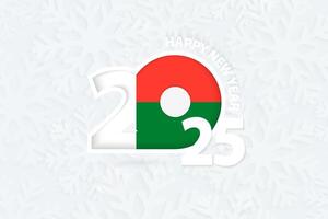 New Year 2025 for Madagascar on snowflake background. vector