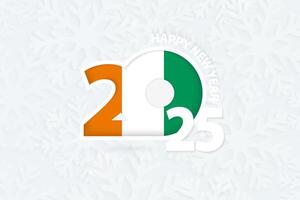 New Year 2025 for Ivory Coast on snowflake background. vector