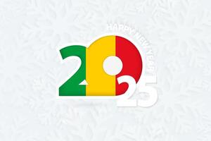 New Year 2025 for Mali on snowflake background. vector