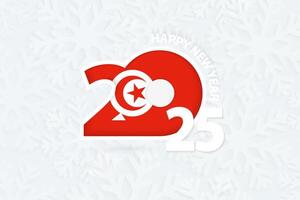 New Year 2025 for Tunisia on snowflake background. vector