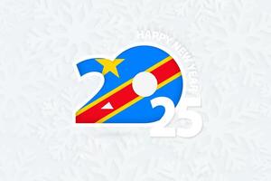New Year 2025 for DR Congo on snowflake background. vector
