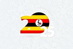 New Year 2025 for Uganda on snowflake background. vector