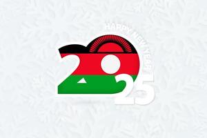 New Year 2025 for Malawi on snowflake background. vector