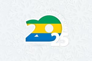 New Year 2025 for Gabon on snowflake background. vector