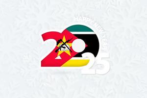 New Year 2025 for Mozambique on snowflake background. vector