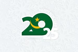 New Year 2025 for Mauritania on snowflake background. vector