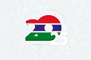New Year 2025 for Gambia on snowflake background. vector