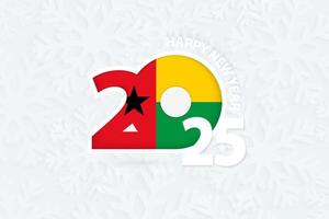 New Year 2025 for Guinea-Bissau on snowflake background. vector