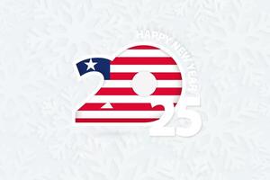 New Year 2025 for Liberia on snowflake background. vector