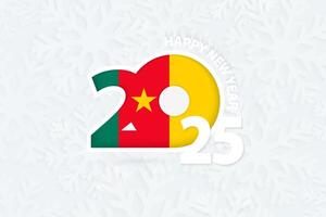 New Year 2025 for Cameroon on snowflake background. vector