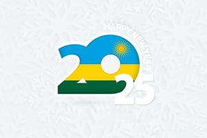 New Year 2025 for Rwanda on snowflake background. vector