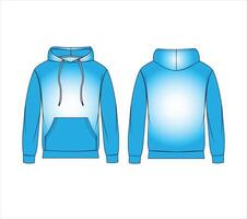 Men hoodie in front back views Kangaroo pocket on front vector