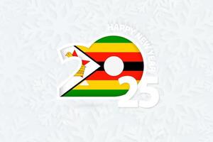New Year 2025 for Zimbabwe on snowflake background. vector