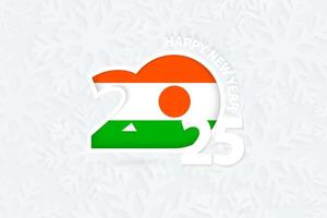 New Year 2025 for Niger on snowflake background. vector